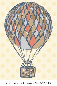 Cute Hand Drawn Cartoon Air Balloon Stock Vector (Royalty Free ...