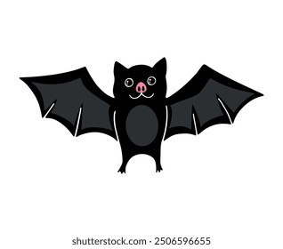 Cute hand drawn cartoon bat isolated on white background. Vector illustration