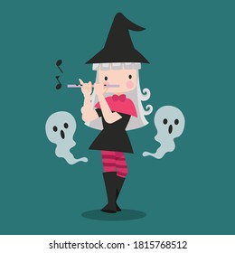 Gracioso Caricatura De Caricatura De Mano Cortada. Es bueno para usar para Fantasía o Contenido de Halloween. Adecuado para niños libro, mascota, personaje, tarjetas, adhesivo, camiseta. Ilustración de diseño plano.
