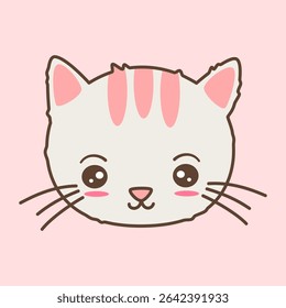 cute hand drawn cartoon character white and pink cat funny vector illustration	
