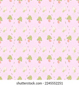Cute hand drawn cartoon mushroom seamless pattern for baby fabric, kids textile or wallpaper. Doodle style.