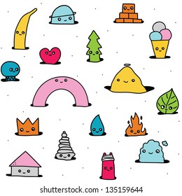 Cute hand drawn cartoon pattern