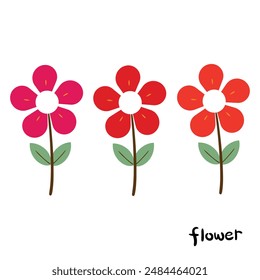 Cute hand drawn cute cartoon red flowers, cute animal stickers, doodles