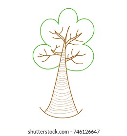 Cute hand drawn cartoon tree. Vector.