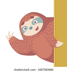 cute hand drawn cartoon vector sloth . colorful animal illustration