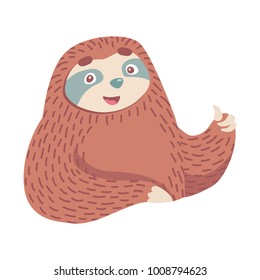 cute hand drawn cartoon vector sloth 
. colorful animal illustration