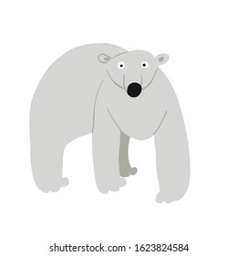 Cute hand drawn cartoon vector polar bear. Childish print for nursery, kids apparel,poster, postcard. Vector Illustration 