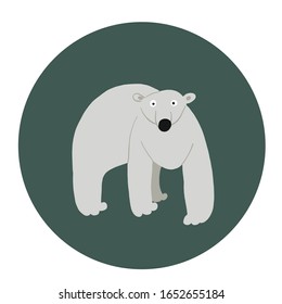 Kreide handgezeichnete Cartoon Vektorillustration Eisbär im grünen Kreis. Kinderbekleidung, Kinderbekleidung, Poster, Postkarte. Vektorillustration-Illustration