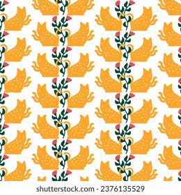 Cute hand drawn cat Seamless pattern. for fabric, print, textile and wallpaper
