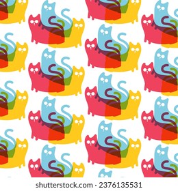 Cute hand drawn cat Seamless pattern. for fabric, print, textile and wallpaper
