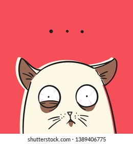 Cute hand drawn cat in shocked. Cartoon character. Great for funny greeting card,poster and stickers.