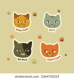 cute hand drawn cat stickers