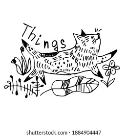 Cute hand drawn cat. Vector illustration.