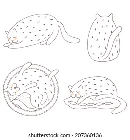 cute hand drawn cats set