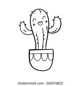 Cute hand drawn cheerful cactus doodle