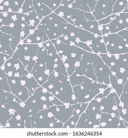 Cute hand drawn cherry blossoms seamless pattern, elegant floral background, great for textiles, banner, wallpaper, wrapping - vector design