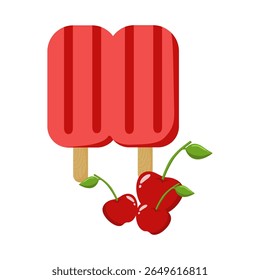 Cute Hand Drawn Cherry Double Popsicle