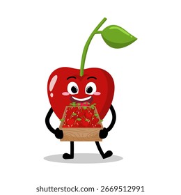 Cereza dibujada a mano linda que vende la fruta