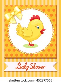 Cute hand drawn chick cock chicken yellow kids cartoon vector illustration on white background. Baby shower Easter card design