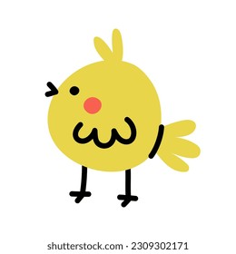 Cute hand drawn chick. Simple vector illustration in doodle style.