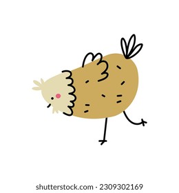 Cute hand drawn chicken. Simple vector illustration in doodle style.