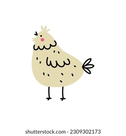 Pollo con la mano. Ilustración vectorial simple en estilo doodle.