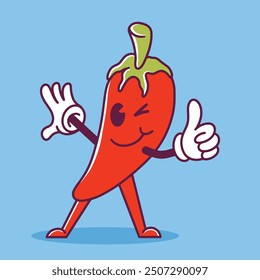 Cute hand drawn Chili Mascot illustration