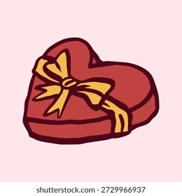 Icono de caja de amor de caja de chocolate dibujado a mano lindo para regalo de San Valentín y momento dulce.