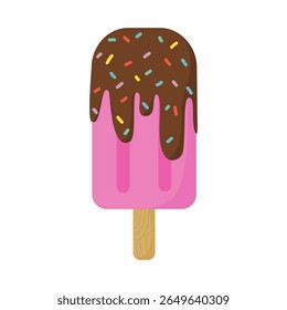 Cute Hand Drawn chocolate  Strawberry Popsicle