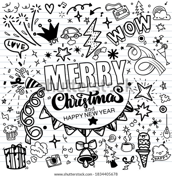 Cute\
hand drawn Christmas doodles,  set of Christmas design element in\
doodle style,Sketchy  hand drawn Doodle cartoon set of objects  on\
the Merry Christmas theme ,Each on a separate\
layer.