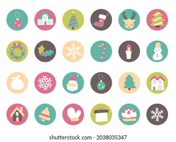 Cute hand drawn Christmas icon set