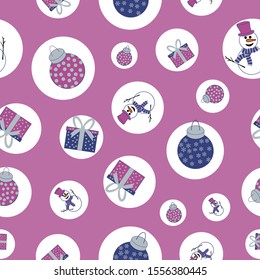Cute hand drawn Christmas  pattern background with christmas motifs. Perfect for christmas stationary, textile,  gift wrapping and home decor.