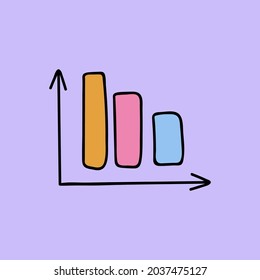 Cute hand drawn clipart of chart, graph. Infographic business element for presentations, statistic, reports. Vector illustration isolated on background with hand drawn doodle outline.