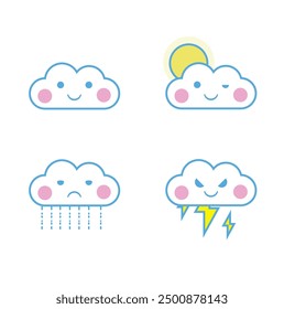 Lindo conjunto de iconos de nube dibujado a mano