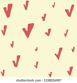 Cute hand drawn color vector seamless pattern. Pink elements isolated on beige background. Unique abstract texture for invitations, cards, websites, wrapping paper, textile