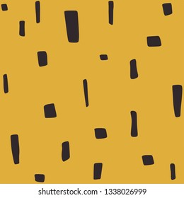 Cute hand drawn color vector seamless pattern. Black spots isolated on yellow background. Unique abstract texture for invitations, cards, websites, wrapping paper, textile