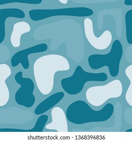 Cute hand drawn color vector seamless pattern. Blue spots isolated on background. Unique abstract texture for invitations, cards, websites, wrapping paper, textile, decoration. Animal print