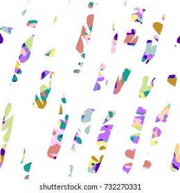 Cute hand drawn colorful brush strokes vector pattern. Fun trendy seamless background