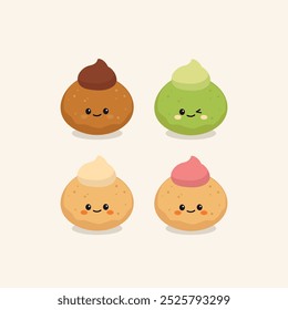 Cute Hand Drawn Colorful Choux Character Illustration