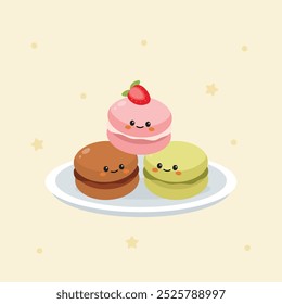 Cute Hand Drawn Colorful Macaroon Character Illustration