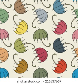 cute hand drawn colorful umbrella seamless pattern