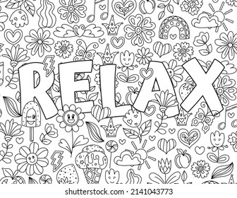 Cute hand drawn coloring pages  for kids and adults. Motivational quotes, text. Beautiful drawings for girls with patterns, details. Coloring book with flowers and  plants. Inspirational message