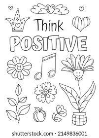 Cute hand drawn coloring pages  for kids and adults. Motivational quotes, text. Beautiful drawings for girls with patterns, details. Coloring book with flowers and  plants. Inspirational message