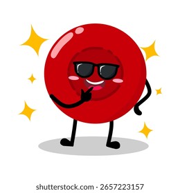 Lindo dibujado a mano Cool Blood Cell Feeling Orgulloso usando gafas de sol