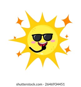 Bela Mão Desenhada Sol Legal Sensação Orgulho Vestindo Óculos De Sol