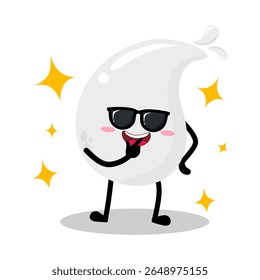 Gota de sangre blanca fresca dibujada a mano linda que se siente orgullosa de usar gafas de sol