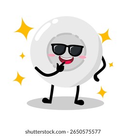 Lindo dibujado a mano Cool white Blood Cell Feeling Orgulloso usando gafas de sol