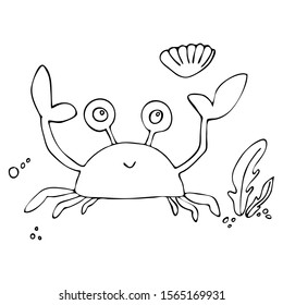 Cute hand drawn crab vector illustration.