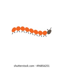 Cute hand drawn crawling caterpillar tree insect element funny little bug. Nature larva caterpillar wildlife bug vector illustration. Cartoon caterpillars cute character different animal worm