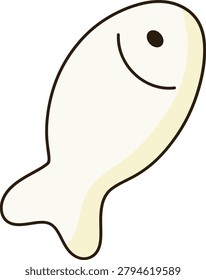 Cute hand drawn cream white fish smiling minimalist cartoon icon